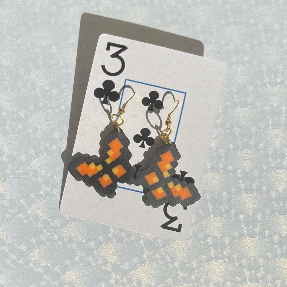 Orange Butterfly Earrings| Handmade Perler Bead Earrings